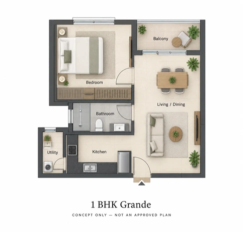 3 BHK floor plan at Raymond Invictus Mahim